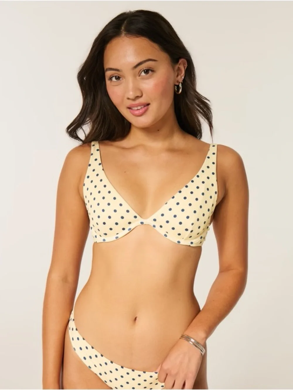 NWT Hollister Butter Yellow Polka Dot Curve Underwire Bikini Top